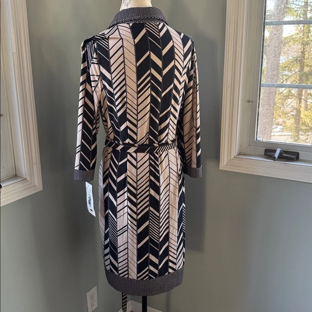 Robbie Bee vintage 60’s poly geometric Chevron shirt dress Deadstock‎ size XL